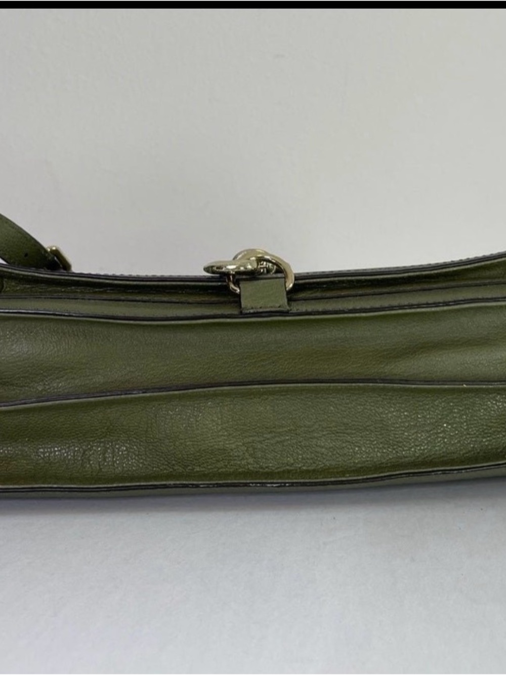 Olive Green Leather Shoulder Bag - Picture 4 of 9